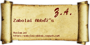 Zabolai Abbás névjegykártya